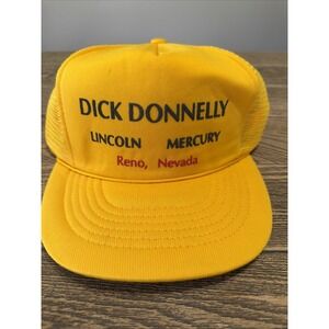 VTG Gold Mesh Snap Back Trucker Style Cap Hat 1980's Reno, Nevada Dealership